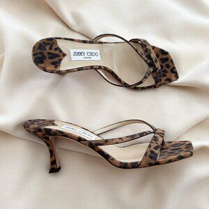 Jimmy Choo "Maelie" Leopard Sandal, size 41 (fits 10 or narrow 10.5)